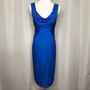 House of Dereon blue satin dress. NWOT